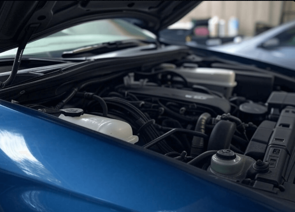 Mechanic performing a car overheating diagnosis on the cooling system.